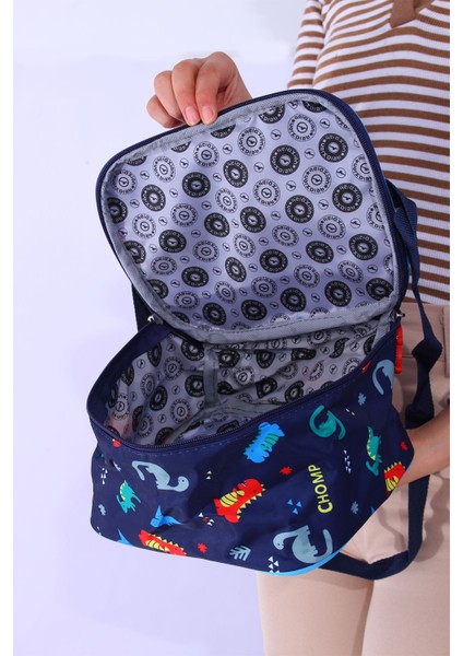 Back To School RLX-1350 Erkek Çocuk Beslenmeli Ilk Okul Çantası Araba ve Dinazor Desenli Mavi Mavi indirimleri