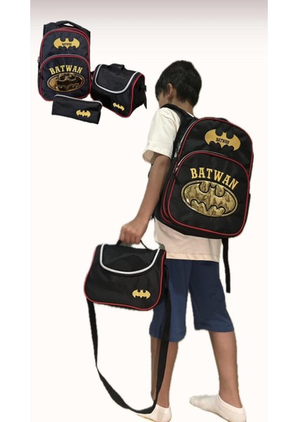 Pvc Kaplı Kumaş Erkek Çocuk Batman Desenli Ilkokul Ortaokul Öğrenci Okul Çantası 3'lü Set Tekstil 3 fiyatları