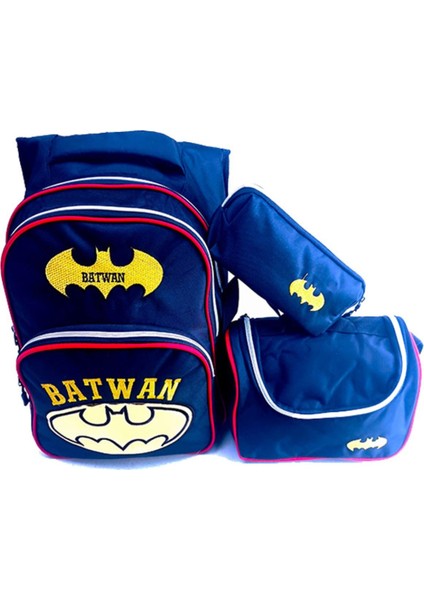 Pvc Kaplı Kumaş Erkek Çocuk Batman Desenli Ilkokul Ortaokul Öğrenci Okul Çantası 3'lü Set Tekstil 3 indirimleri