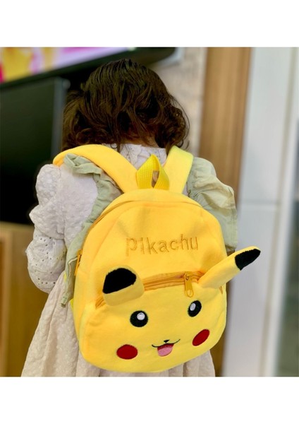 Unisex Pikachu Karakter Figürlü Pikhaçu Çocuk Sırt Çantası Ana Okul Çantaları Iki Cepli Hediyelik S