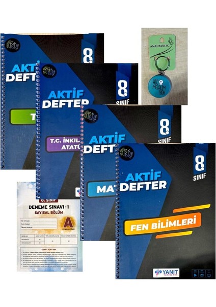 8.sınıf Aktif Defter 4'lü Setyeni-(Okyanus Yayınları Deneme+Açacaklı Anahtarlık)