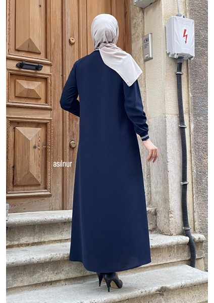 Nida Ribanalı Ferace Lacivert modelleri