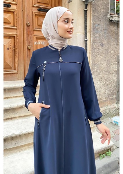 Nida Ribanalı Ferace Lacivert indirimleri