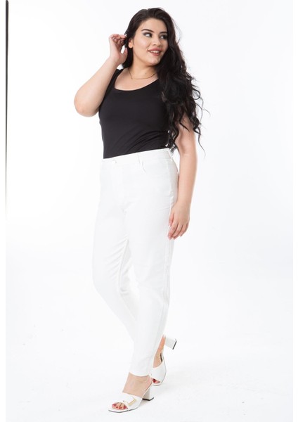 Kadın Büyük Beden Kemik Dar Paça 5 Cepli Likralı Kot Pantolon 65N38253 modelleri