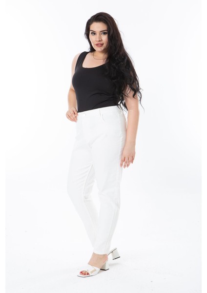 Kadın Büyük Beden Kemik Dar Paça 5 Cepli Likralı Kot Pantolon 65N38253 indirimleri