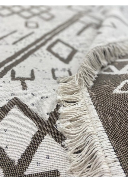 Kilim Bej-Krem Çift Taraflı Lüks Kilim