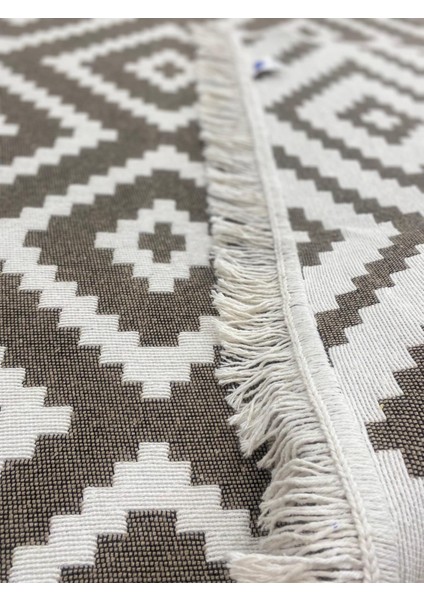 Kilim Bej-Krem Çift Taraflı Modern Desen Lüks Kilim