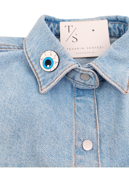 Rozet Metal Broş Yaka Okul Çantası Kıyafet Şapka Takı Mavi Göz Büyük Rosette fiyatları