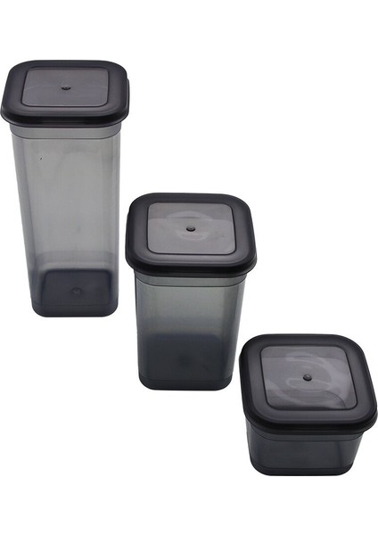 3 Pcs Set Plastik Saklama Kabı 0.60LT-1.30LT-1.90LT Food Storage Contaıner (3791)