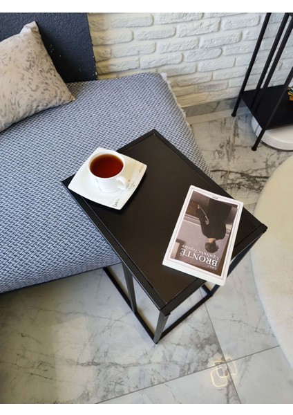 1 Parça Velora Modern C Sehpa Yan Sehpa Koltuk Sehpası Modern Garantisiz C Sehpa Ahşap Modern Siyah