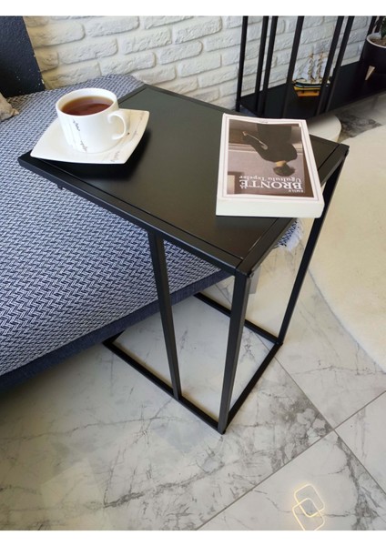 1 Parça Velora Modern C Sehpa Yan Sehpa Koltuk Sehpası Modern Garantisiz C Sehpa Ahşap Modern Siyah