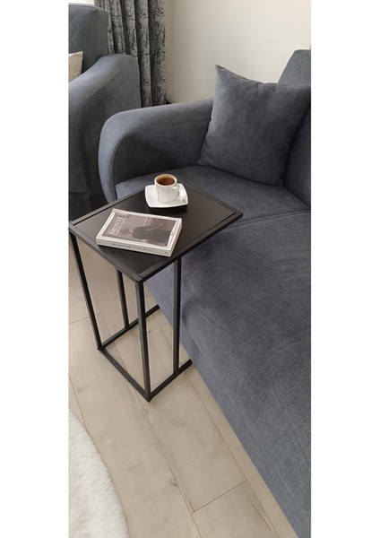 1 Parça Velora Modern C Sehpa Yan Sehpa Koltuk Sehpası Modern Garantisiz C Sehpa Ahşap Modern Siyah
