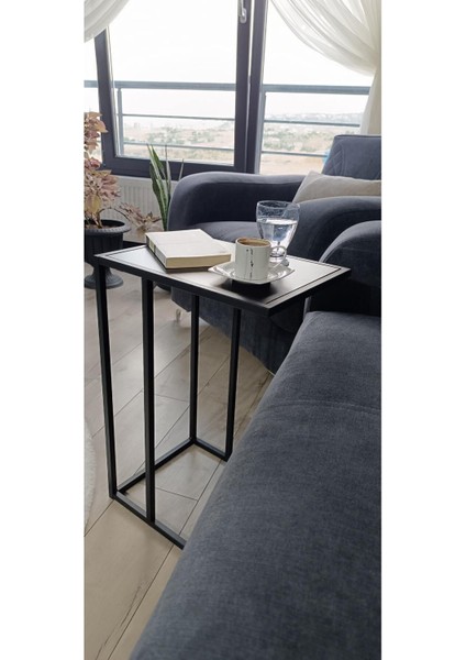 1 Parça Velora Modern C Sehpa Yan Sehpa Koltuk Sehpası Modern Garantisiz C Sehpa Ahşap Modern Siyah