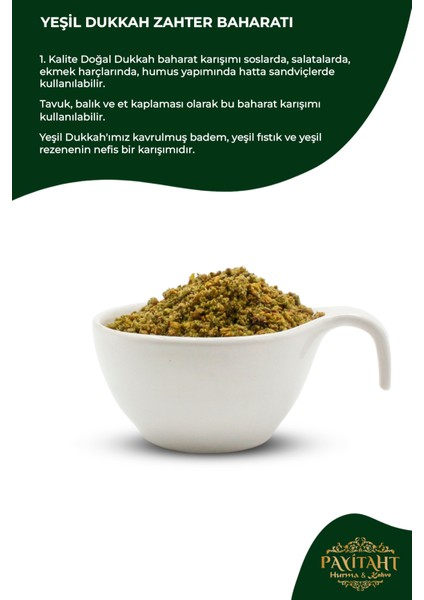 Payitaht Hurma Yeşil Dukkah Dukka Baharatı 200 Gr. 1. Kalite Doğal X10