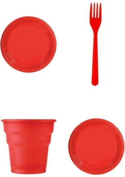 Plastik Tabak Bardak Çatal Seti 25 Li