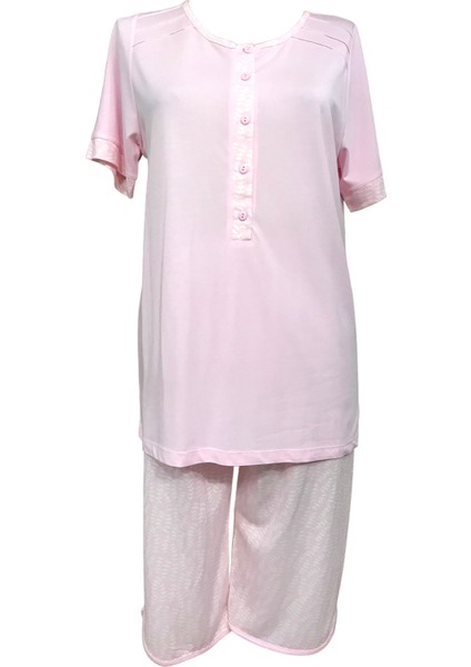 NENA-26302-BAYAN Kısa Kollu Patlı % 100 Pamuk Viskon Pijama Takımı