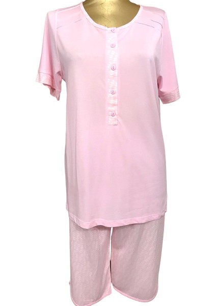 NENA-26302-BAYAN Kısa Kollu Patlı % 100 Pamuk Viskon Pijama Takımı