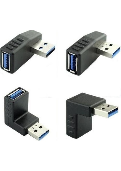 USB 3.0 90 Derece Çevici Dönüştürücü Adaptör Seti USB Köşe Dirsek 4in1