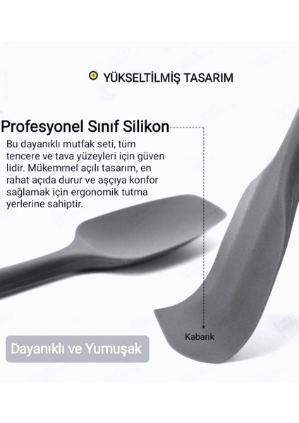 Silikon Mutfak Seti 6'lı, Isıya Dayanıklı Yanmaz Yapışmaz Silikon Spatula Seti