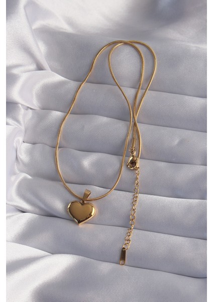 316L Çelik Zincir Gold Renk Ayna Plaka Kalp Kolye fiyatları