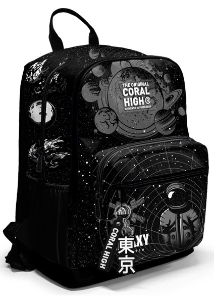 Back To School Coral High Siyah Galaxy Desenli Okul Sırt Çantası 23644 Old Skool Suya Dayanıklı Tek
