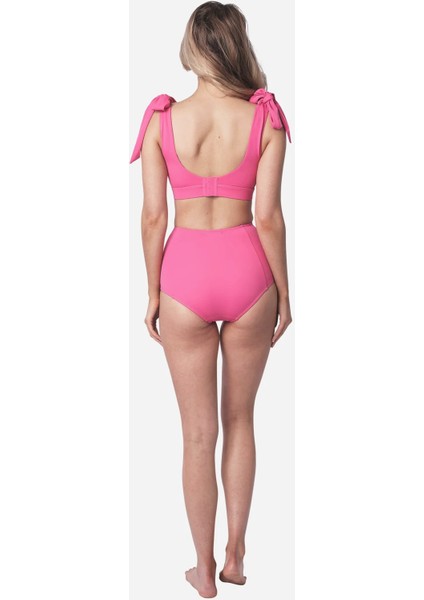 Pembe Toparlayıcı Yüksek Bel Bikini Altı Astarlı Uv Korumalı