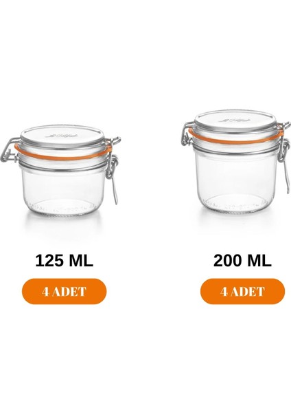 Le Parfait super Terrines Bebeğim Için Cam Beslenme Seti (4 Adet 125 ml - 4 Adet 200 Ml)