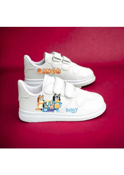 Mavi Köpek Aile Baskılı Çocuk Spor Ayakkabı Sneakers