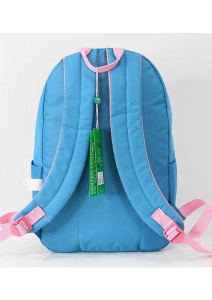 Düz Benetton Ilkokul Ortaokul Sırt Çantası Mavi Mavi Günlük
