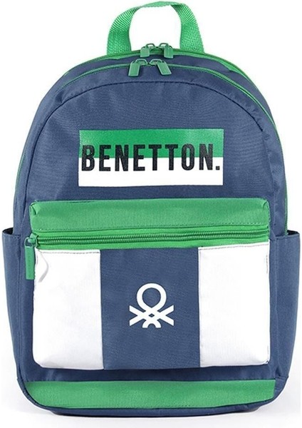 United Colors Of Benetton Hayır . Anaokul Çantası 04279 Back To School Tek Ebat Yeşil 3 Boyutlu