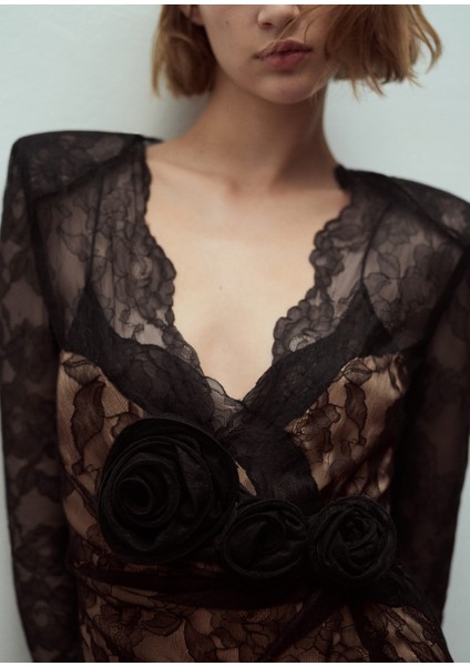 Çiçek Detaylı Dantel Elbise indirimleri