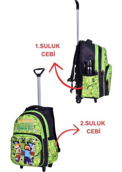Sırt Çantası Çekçekli Yeşil Oyun Baskılı, Ortopedik Sırt Özellikli, Ilkokul Çantası + Beslenme Çant fiyatları