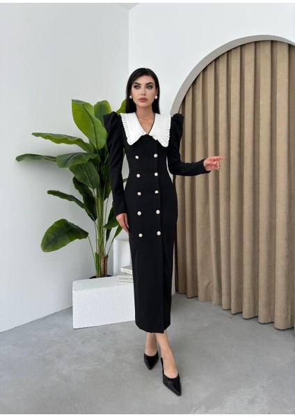 Kila Bebe Yaka Tasarım Düğmeli Uzun Elbise fiyatları