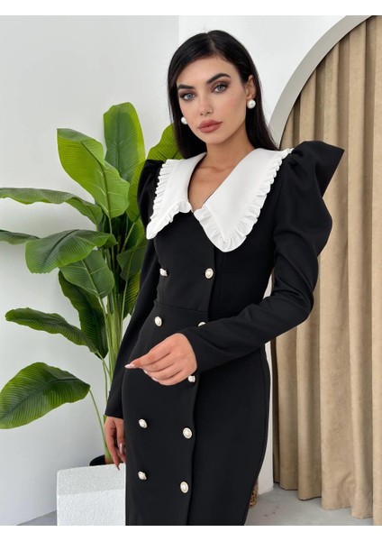 Kila Bebe Yaka Tasarım Düğmeli Uzun Elbise modelleri