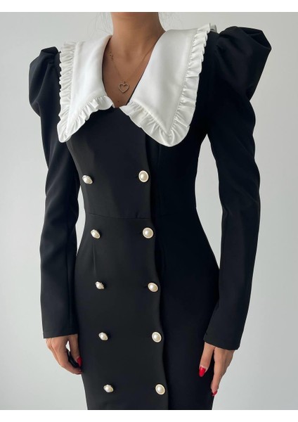 Kila Bebe Yaka Tasarım Düğmeli Uzun Elbise indirimleri