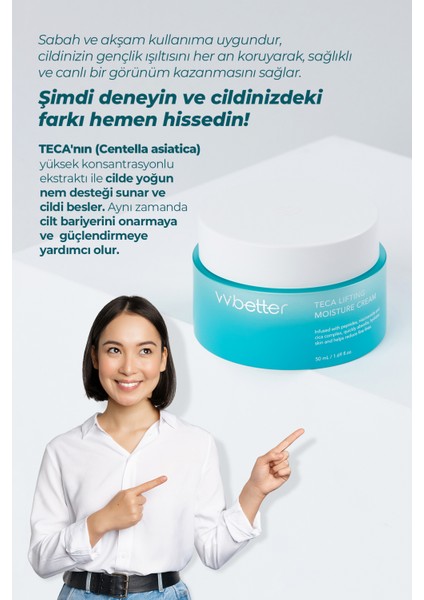 VV BETTER Teca Lifting Moisture Cream Ton Eşitleyici Cilt Koruyucu Besleyici Krem Kore