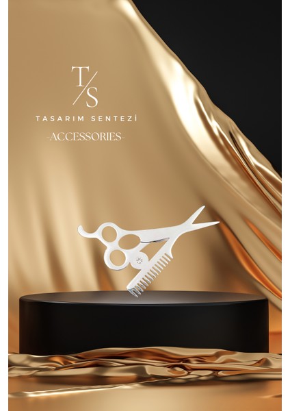 Broş Çelik Rozet Kuaför Makas Tarak Berber Saç Silver Taşlı Yaka Kıyafet Şapka Takı Aksesuar Brooch modelleri