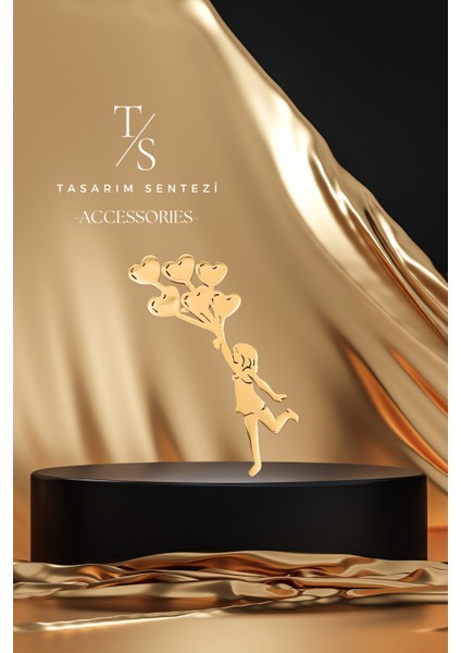 Broş Çelik Rozet Balonlu Kız Gold Yaka Kıyafet Şapka Takı Aksesuar Brooch modelleri