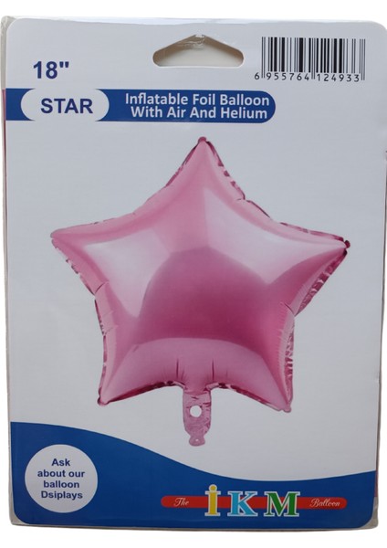 Ngüzel Party Pembe Yıldız Folyo Balon 45cm