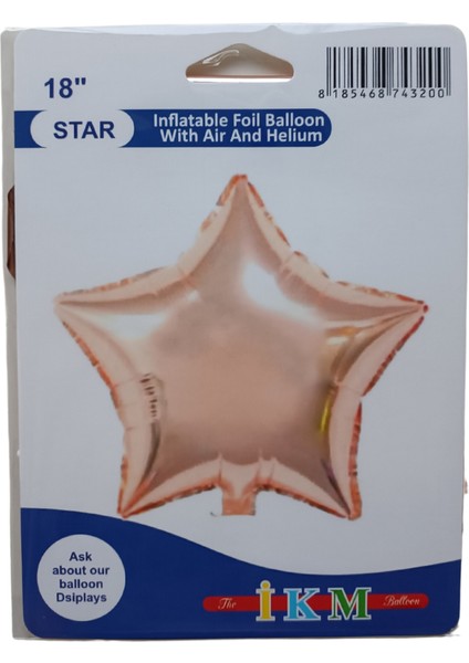 Parlak Rose Yıldız Folyo Balon 45cm