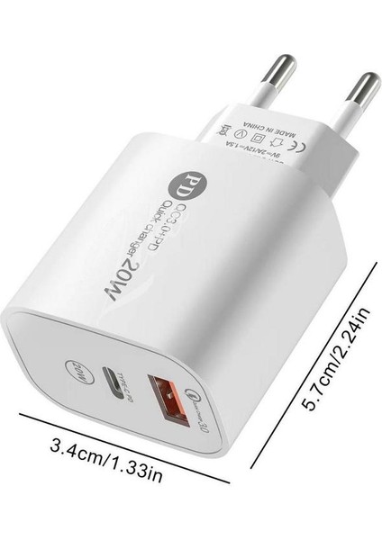 Şarj Cihazı Hızlı Şarj Aleti Pd 20W Qc3.0 Type-C Pd USB Şarj Port Şarj Adaptörü