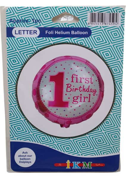 1 Yaş Doğum Günü Folyo Balon 45 Cm Pembe