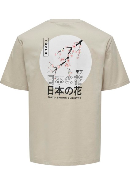 O Yaka Baskılı Açık Bej Erkek T-Shirt Onskace Rlx Jap Ss Tee fiyatları