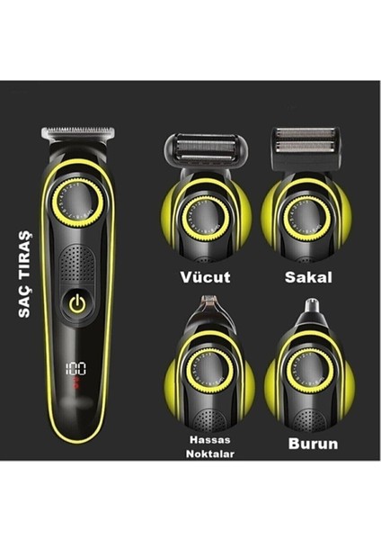 Kuru Yeni Nesil 5 Başlı Pro Kuaför Saç Sakal Burun Ense Lazer Epilasyon Öncesi Traş Tıraş Makinesi fiyatları
