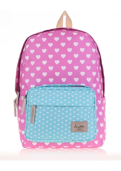 Back To School Colorful 2 Colors Sırt Çantası (Hearts) K1487 Tek Ebat Desenli Sırt Çantası Nos Pemb