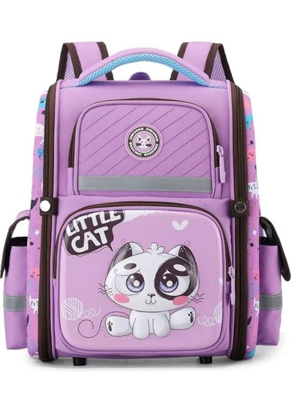 Back To School Cat(Kedi) Ortopedik Kolej Çantası Hayır Tek Ebat Suya Dayanıklı Pembe Unicorn Teksti