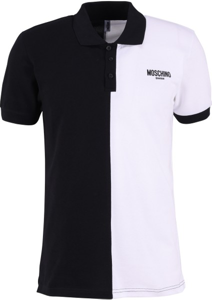 Desenli Siyah - Beyaz Erkek Polo T-Shirt 241V3A1601