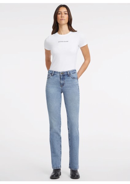 Normal Bel Bol Paça Regular Fit Mavi Kadın Denim Pantolon Gj G08 Mıd Rıse Stra - Eco Recy Co