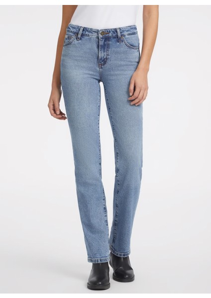 Normal Bel Bol Paça Regular Fit Mavi Kadın Denim Pantolon Gj G08 Mıd Rıse Stra - Eco Recy Co fiyatları