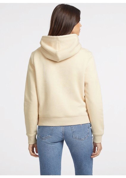 Kapüşon Yaka Desenli Bej Kadın Sweatshırt Gj Hood Reg Guess J - Organıc Co/pl